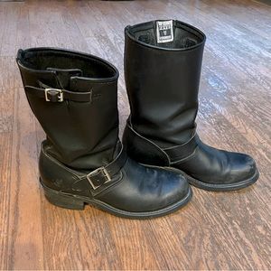 Frye men’s black leather 10R engineer boots, 8.5